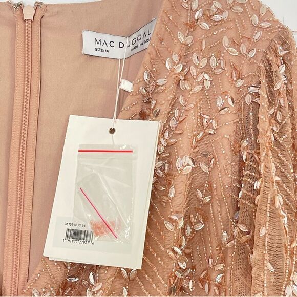 Mac Duggal 35109 Size 14W(18) Leafy Embellished Flutter Sleeves Gown - Picture 4 of 10